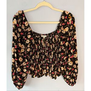 Patrons of Peace Boho Floral Smocked Blouse M